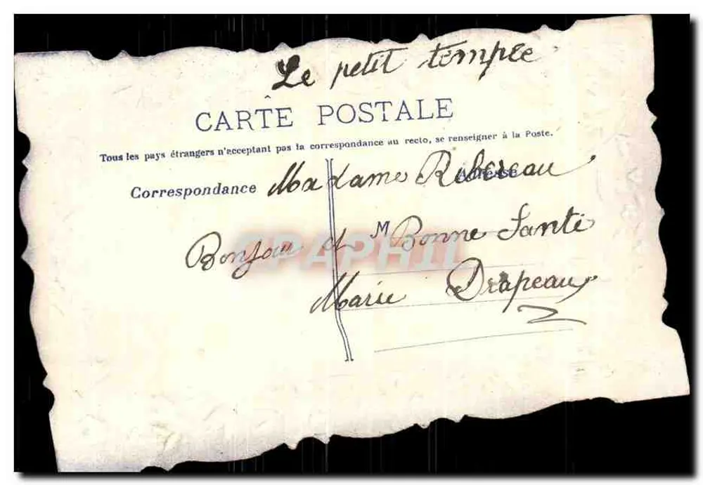 Flores e pombas — Sinal de Afeto — Carta postal decorativa - Verso
