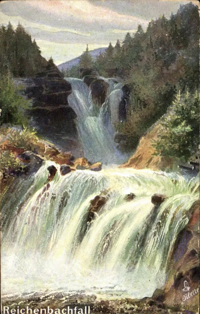 Reichenbachfall — cascata no Berner Oberland — Oilette, série 238B - Frente
