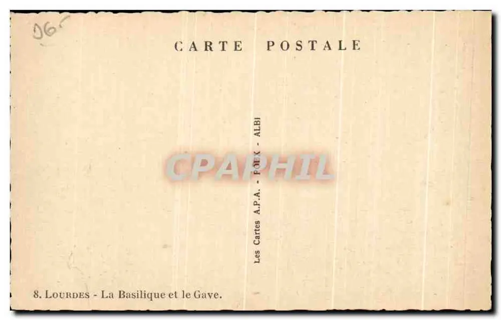 Lourdes — A Basílica e o Gave — As Cartas A.P.A. - FOUEX - ALBI - Verso