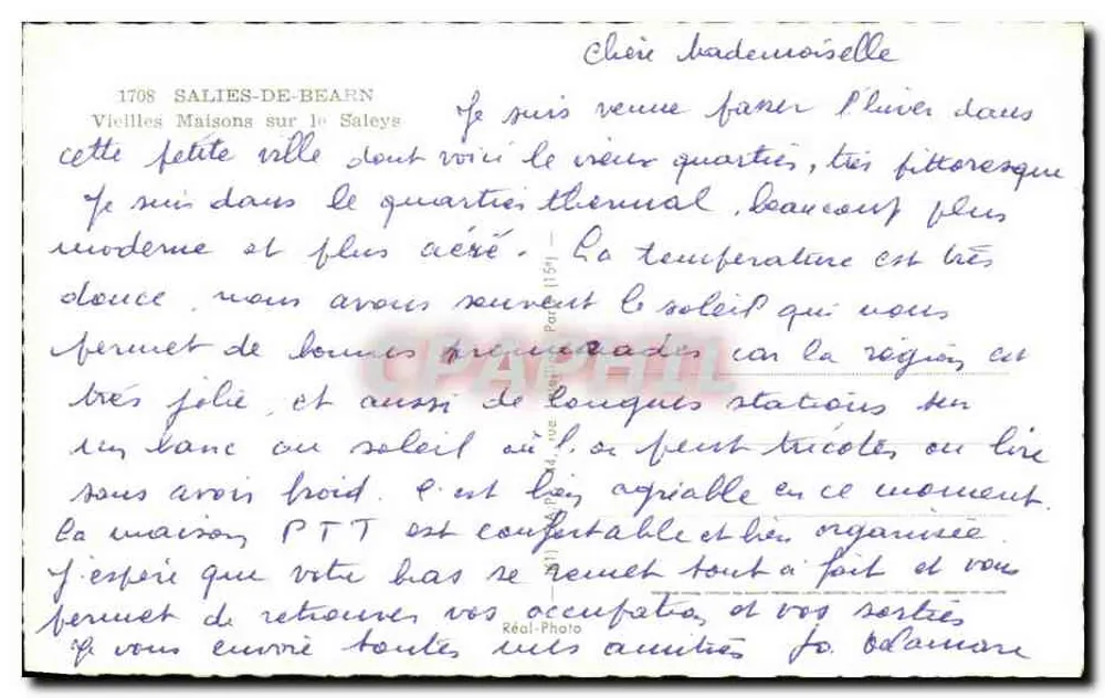 Alte Häuser am Saleys — Salies-de-Béarn — Réal-Photo - Rückseite