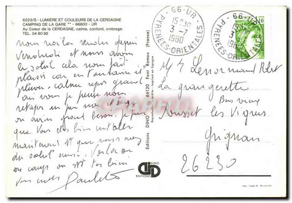 Camping de la Gare - UR — Éditions DINO, Serie 6623/S - Rückseite