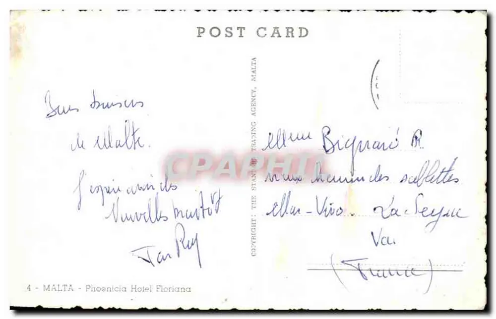 Malta — Vista del Hotel Phoenixia Floriana — editor: The Stamp Trading Agency, Malta - Reverso