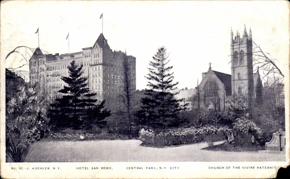 Hotel San Remo — Central Park, N.Y. City — J. Koehler N.Y. — Kirche der Göttlichen Vaterschaft - Vorderseite