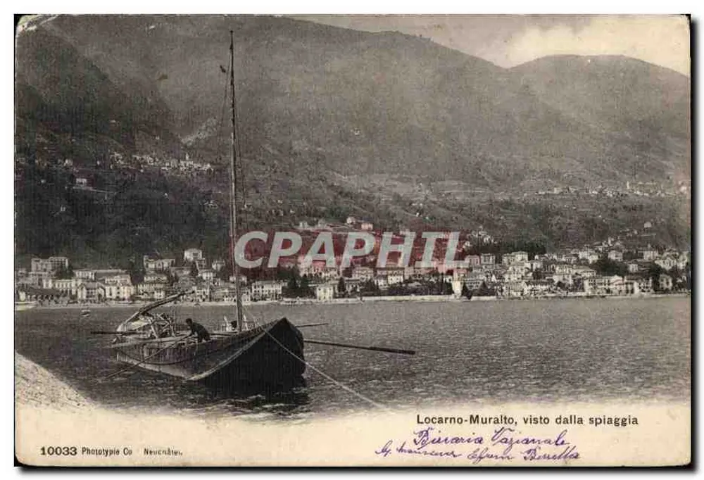 Locarno-Muralto, Ansicht von der Strandseite — Phototypie Co Neuchâtel, n° 10033 - Vorderseite