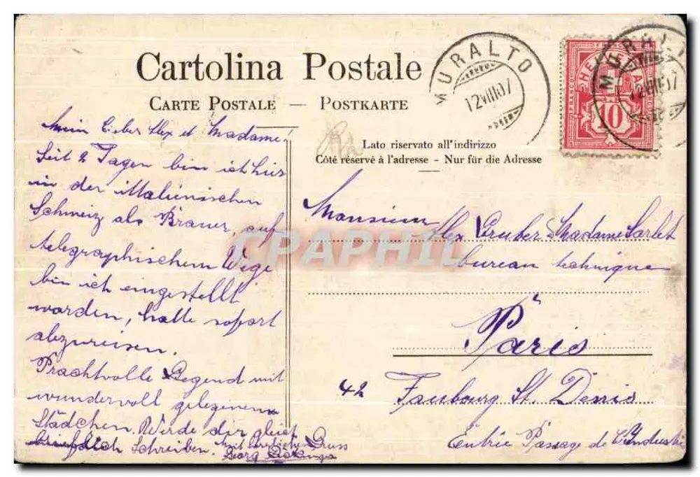 Locarno-Muralto, Ansicht von der Strandseite — Phototypie Co Neuchâtel, n° 10033 - Rückseite
