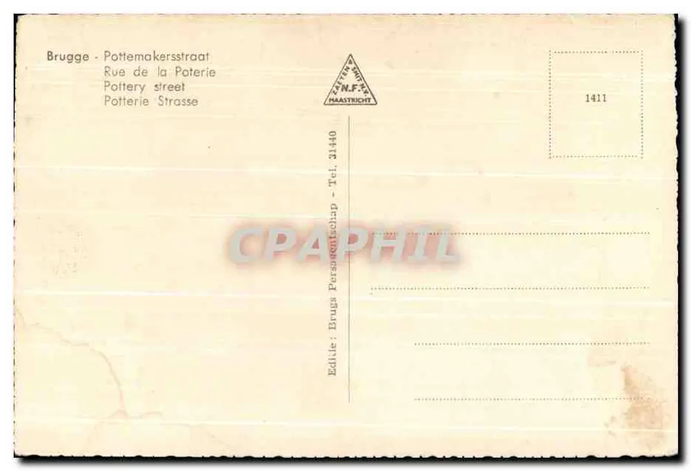 Brügge - Pottemakersstraat — Verlag Brugs Personeelschap, n° 1411 - Rückseite