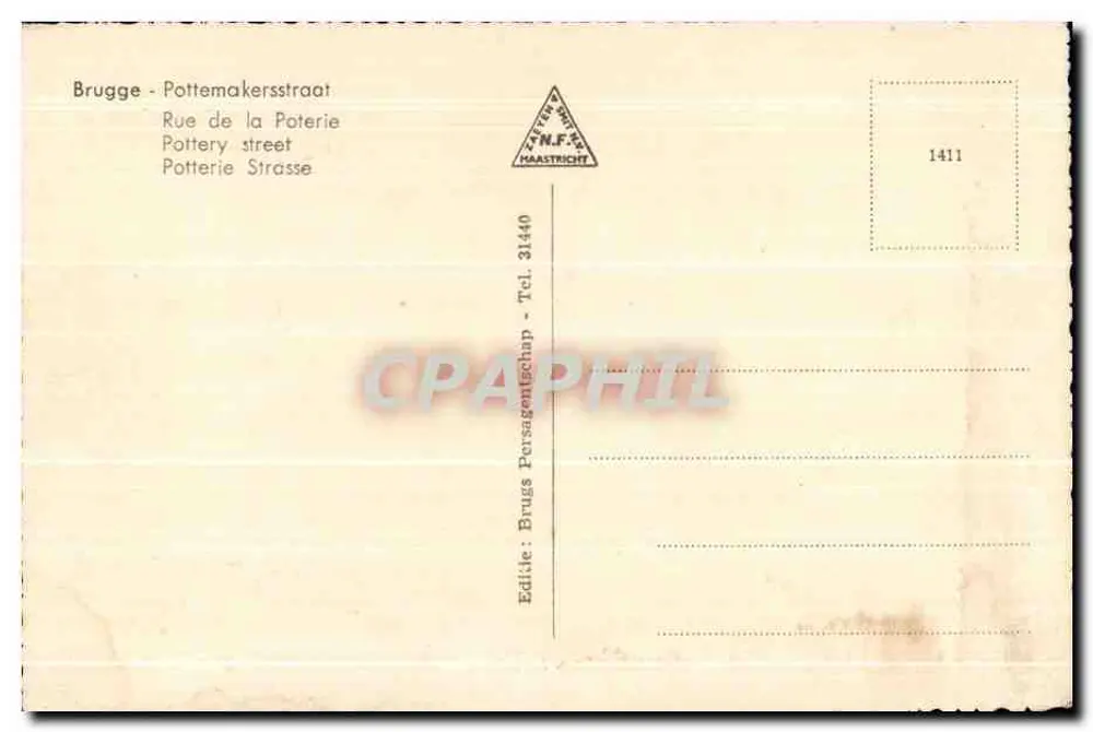 Brügge - Pottemakersstraat — Verlag Brugs Persagenschap, Nr. 1411 - Rückseite