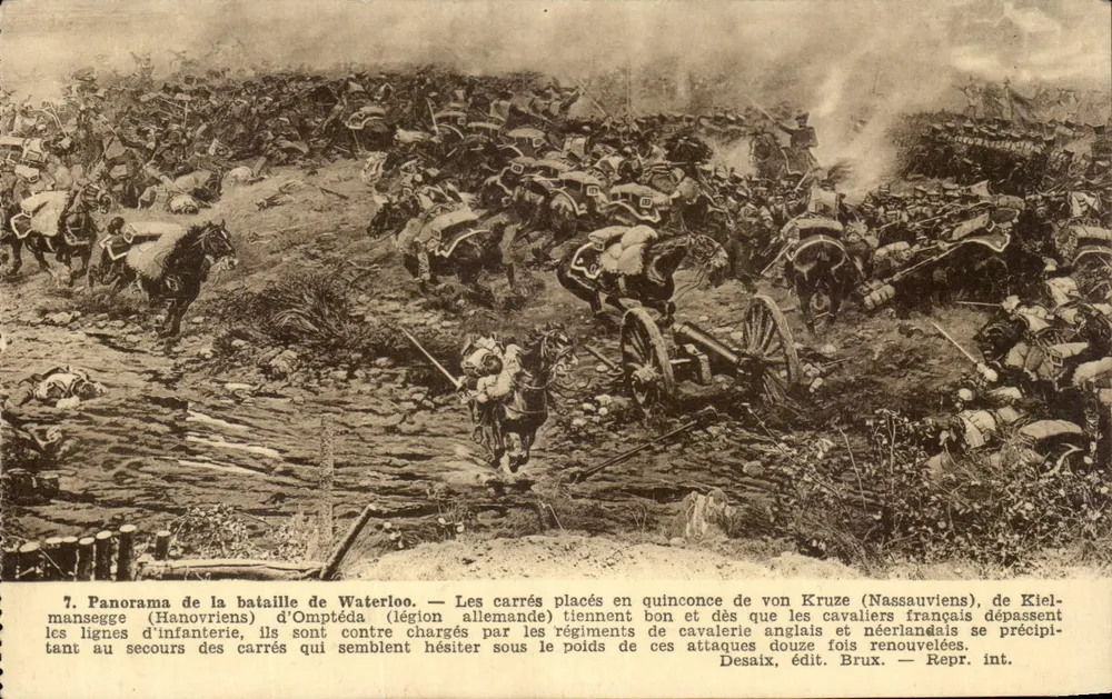Schlacht bei Waterloo — Panorama der Butte du Lion — Desaix, Éditeur Brux. - Vorderseite