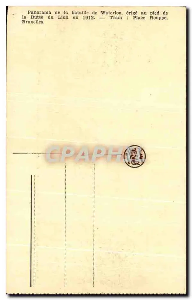 Schlacht bei Waterloo — Panorama errichtet am Fuße der Butte du Lion, Brüssel — Desaix, Verlag Brüssel - Rückseite