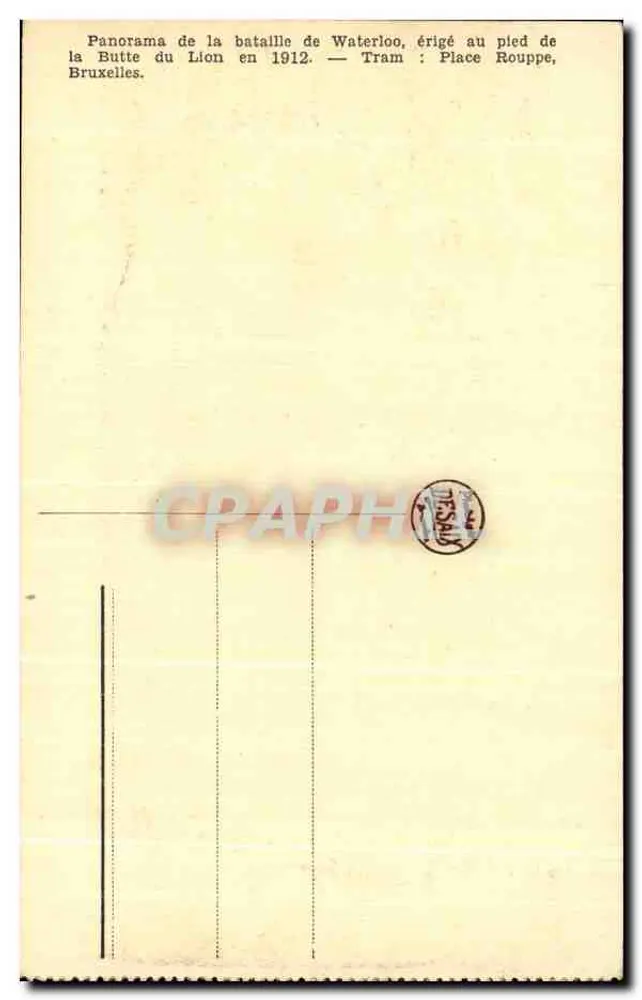 Schlacht bei Waterloo — Panorama der Butte du Lion — Desaix, publ. Brux. - Rückseite