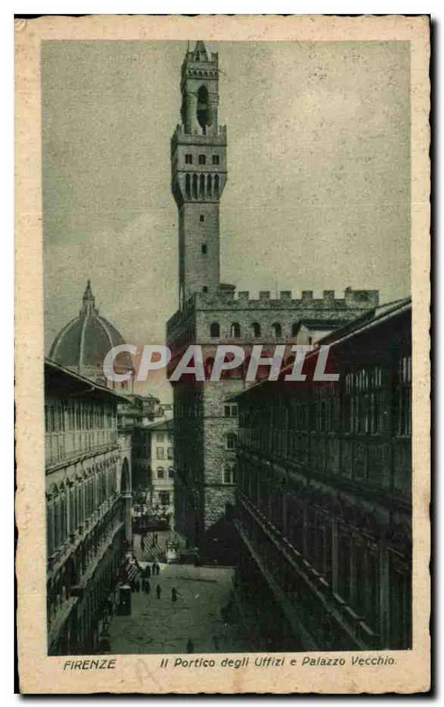Florence — El Portico degli Uffizi y el Palazzo Vecchio — editor desconocido - Anverso