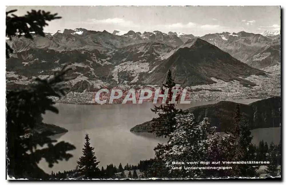 Ausblick vom Rigi über den Vierwaldstättersee und die Unterwaldner Alpen — unbekannter Verleger, Seriennummer nicht sichtbar - Vorderseite