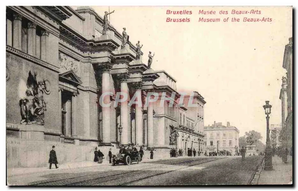 Bruxelas Museu dos Belos-Artes — fachada neoclássica com colunas e estátuas — editor desconhecido, número de série não visível - Frente