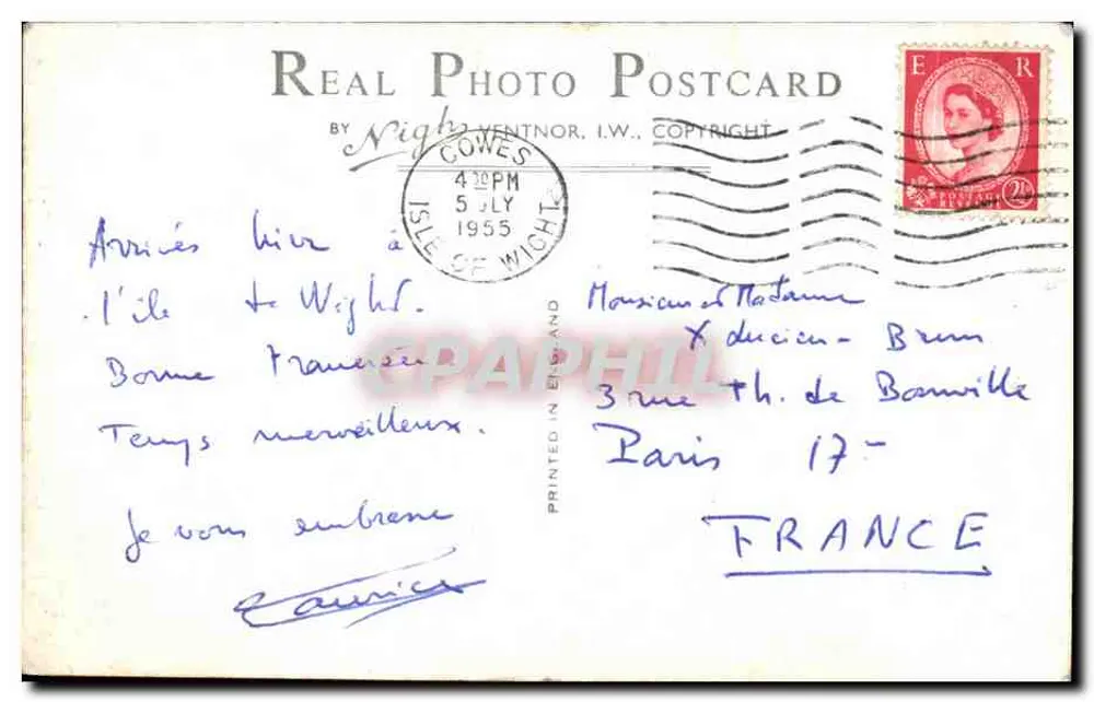 Blackgang Chine, Insel Wight — Ansicht der Klippen und der Bucht — Verlag Real Photo Postcard by Night Ventnor, I.W. n° R112 - Rückseite