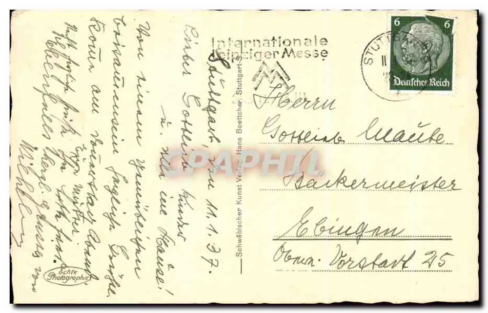 Stuttgart — vista aerea — editore Hans Boetticher, n. 2262 - Verso