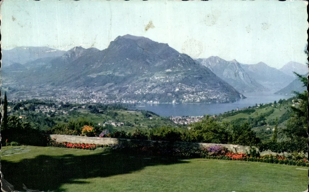 Monte Bré e Valsolda visti da Montagnola — Edizioni Alfa, Locarno, n°1196 - Recto