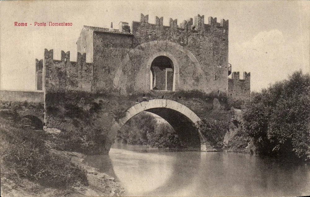 Roma - Ponte Nomentano — View of the Stone Bridge with Crenellated Towers — Publisher STP, n° 68691 - Frente