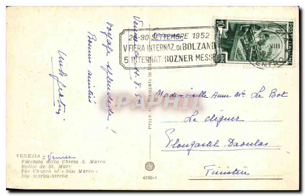 Veneza — Basílica de São Marcos — editor VENEZIA, n° 4590-1 - Verso