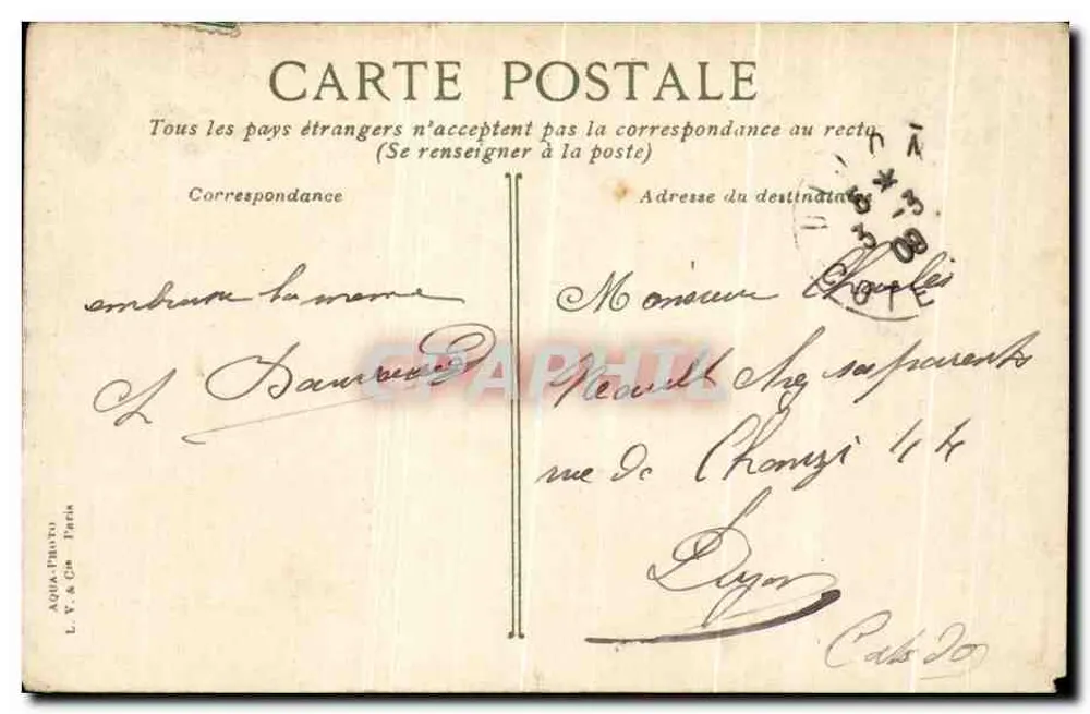 Lyon, O pont de Ainay — editor L.Y. & Cie, Paris, n°29 - Verso