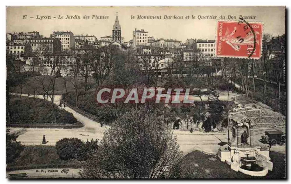Lyon - Le Jardin des Plantes — das Burdeau-Monument und der Quartier du Bon Pasteur — B. F., Paris - Vorderseite