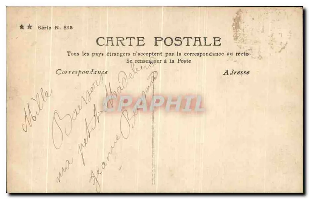 Anjo de Natal — Série N. 815 — Editor não identificado - Verso