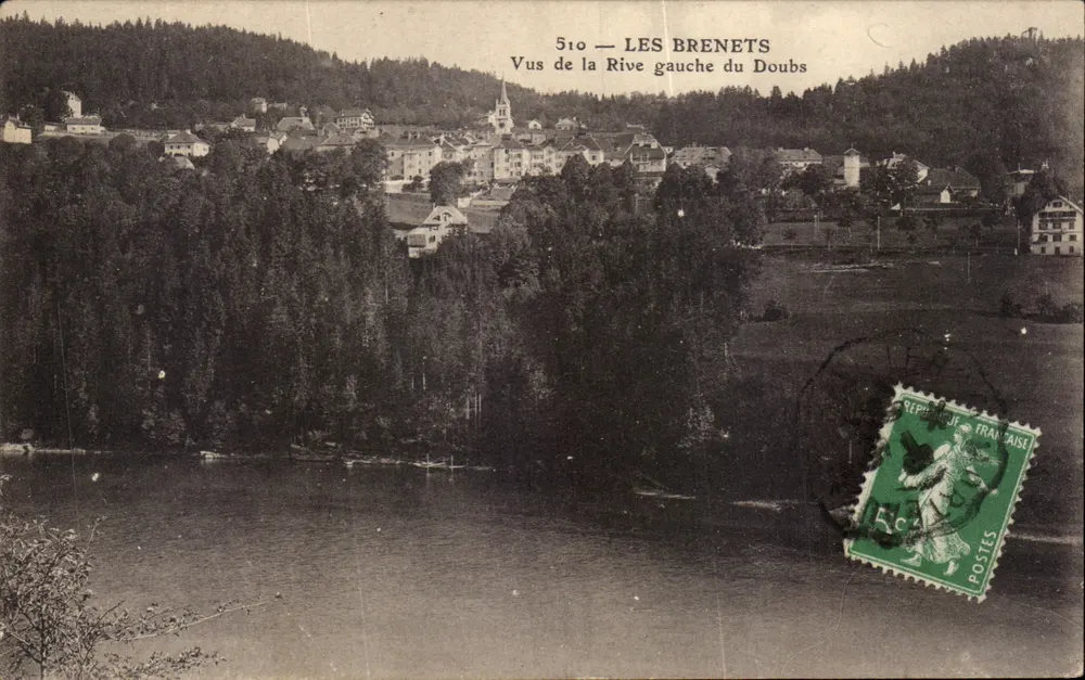 Les Brenets — Vista da margem esquerda do Doubs — Editor desconhecido, n° 510 - Frente