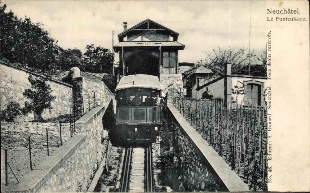 Neuchâtel. O Funicular — Editor S. Gonard, No. 46 - Frente
