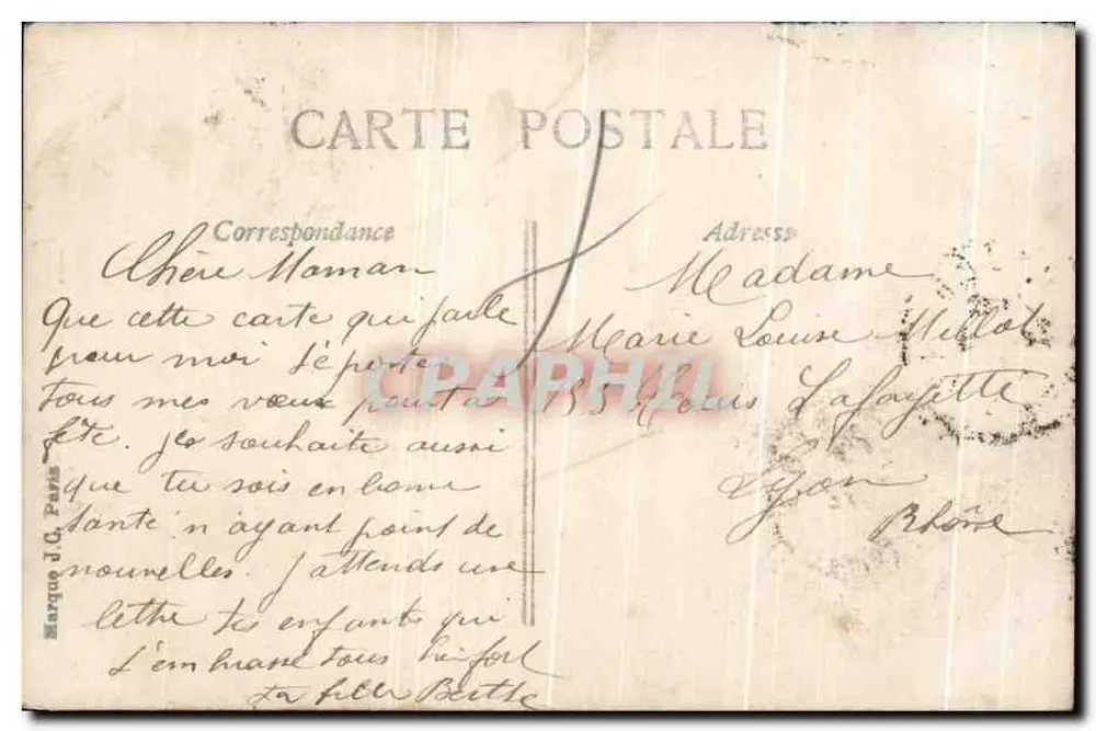 Mulher em vestido verde segurando um buquê — Um beijo os acompanha — J.C. Paris, n° 803 - Verso