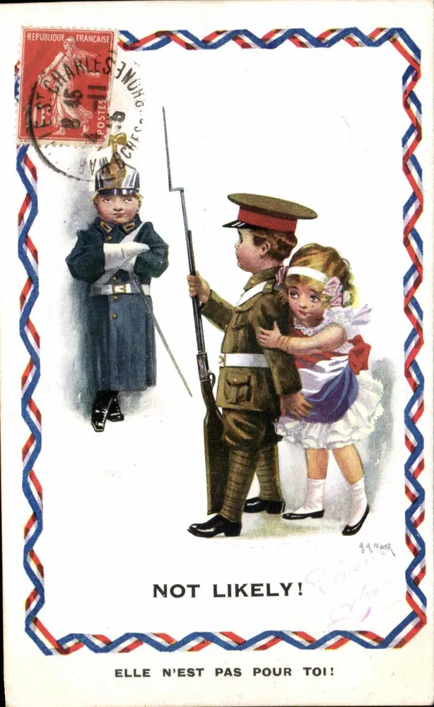 Kinder in Uniform — humorvolle Szene — Inter-Art Co. British Series No. 894 - Vorderseite