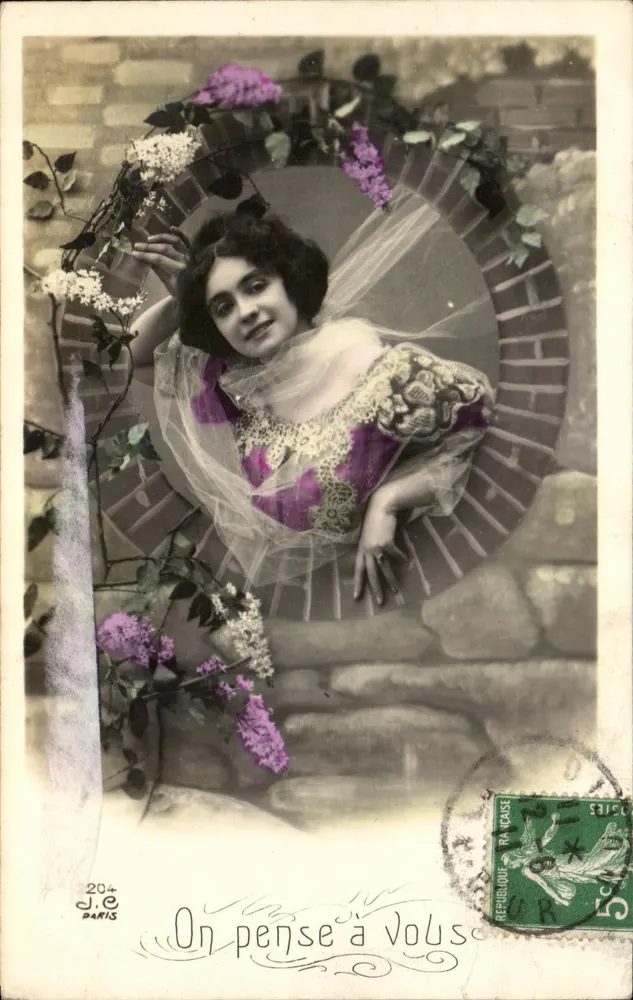 Mulher em vestido roxo e véu — J.C. Paris — n°204 - Frente