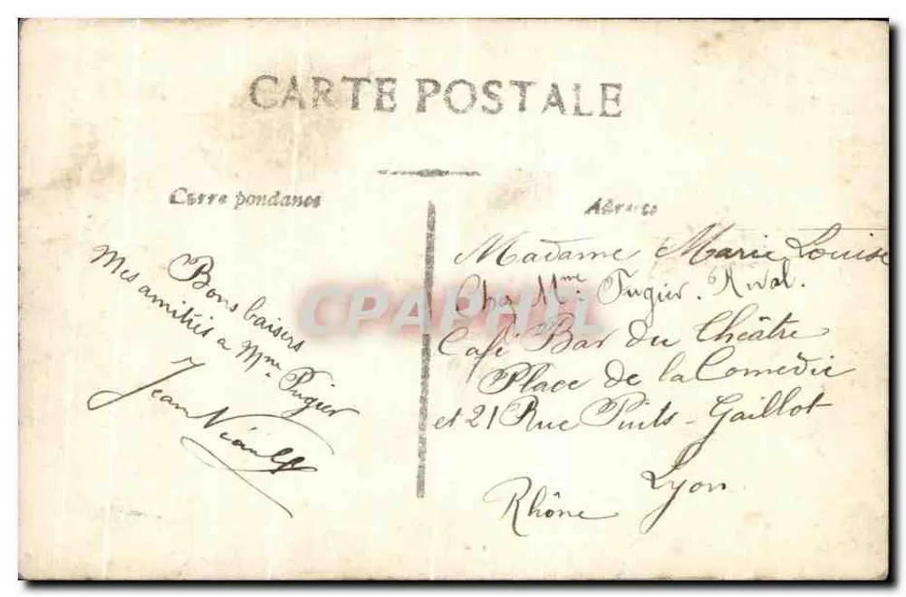 Mil Tendresses — Sujeito: jovem mulher em vestido roxo e véu, cercada por um arco de lavanda — editor J.E. Paris, n° 2204 - Verso