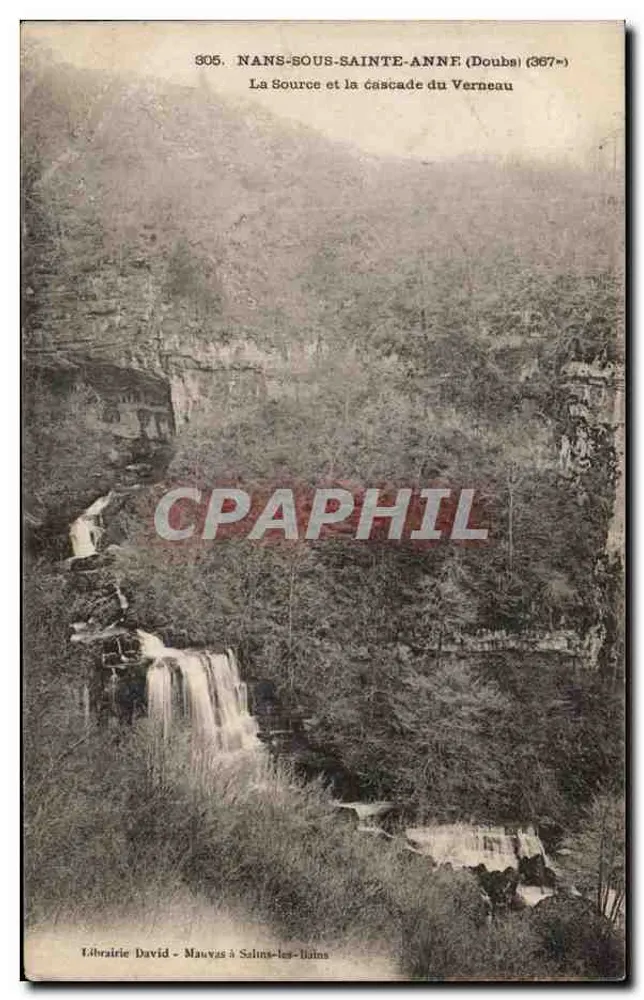 Nans-sous-Sainte-Anne (Doubs) — Ansicht der Quelle und des Wasserfalls Verneau — Librairie David - Mauvay à Salins-les-Bains - Vorderseite