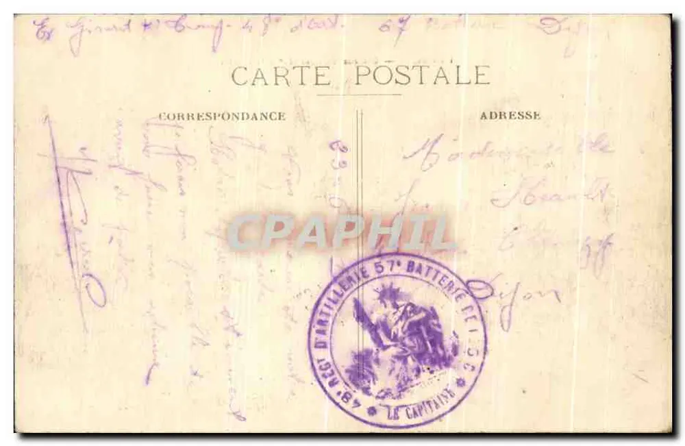 Dijon — Kasernen Vaillant (27. Infanterie) — Unbekannter Verleger, Nr. 117 - Rückseite
