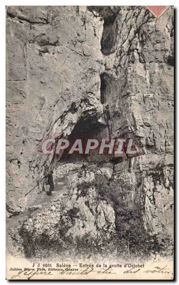 Salève — Eingang zur Orjobet-Höhle — Jullien Frères, Verleger, Genf - Vorderseite