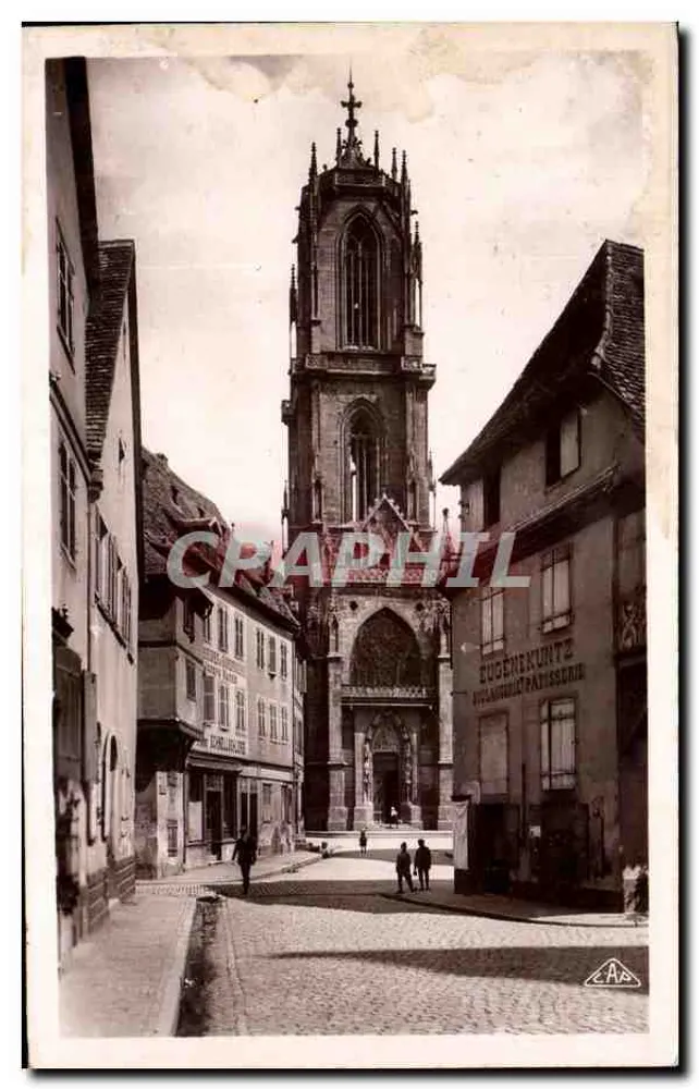 St.-Georgs-Kirche in Sélestat — Ansicht der Turm — Verlag A. P. Straßburg - Vorderseite