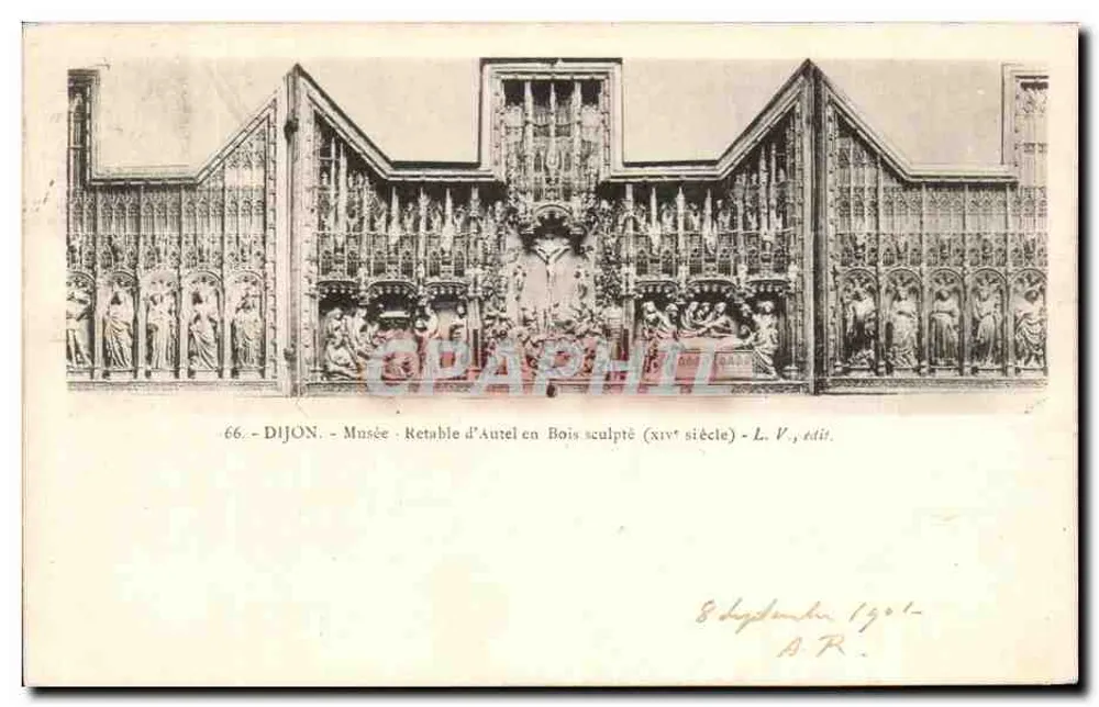 Dijon - Museu - Retábulo de Altar em Madeira Esculpidas (século XIV) - L. V., editor - Frente