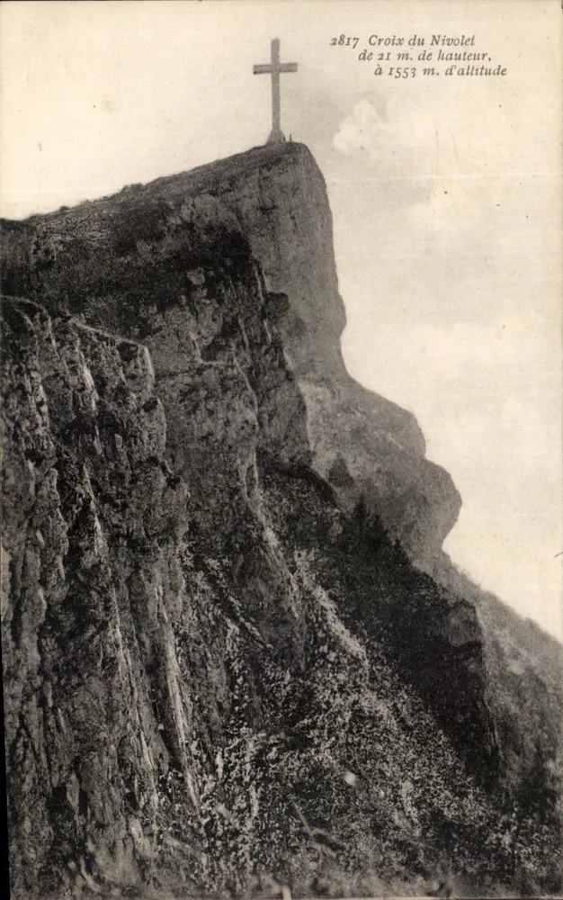 Croix du Nivolet — cruz sobre o topo rochoso a 1553 m de altitude — editor A. Boundary, n° 2817 - Frente