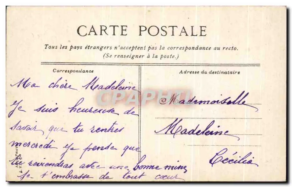 Rouget de l'Isle singt die Marseillaise — Szene mit Kindern in antiken Kleidern — Verlag L.V. & Cie, Nr. 1 - Rückseite