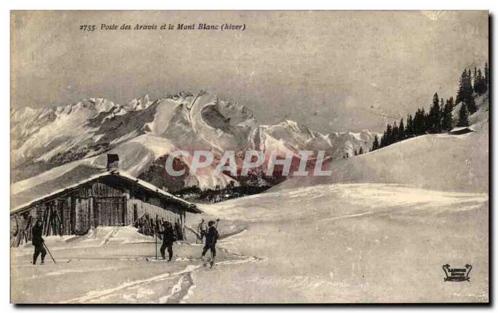 Posto dos Aravis e o Mont Blanc (inverno) — série 2755 — editor não visível - Frente