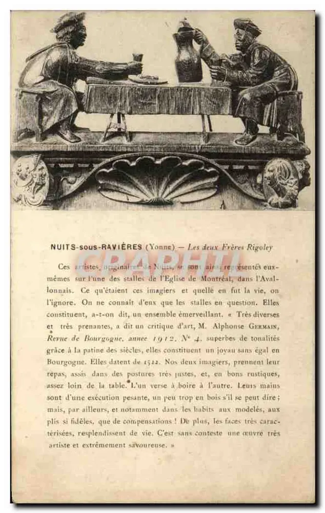Nuits-sous-Ravières (Yonne) — Os dois Irmãos Rigoley — Revue de Bourgogne, N° 4, 1912 - Frente