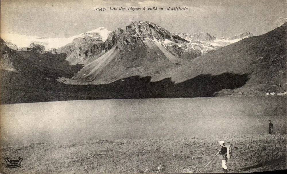 Lac des Tignes a 2088 m de altitude — carta postale n°2547 — editor J. JOURNAY - Frente