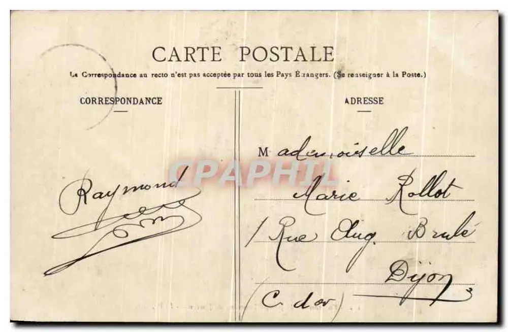 Nas proximidades de DIJON — Fonte de Jouvence — L. V., edição - Verso