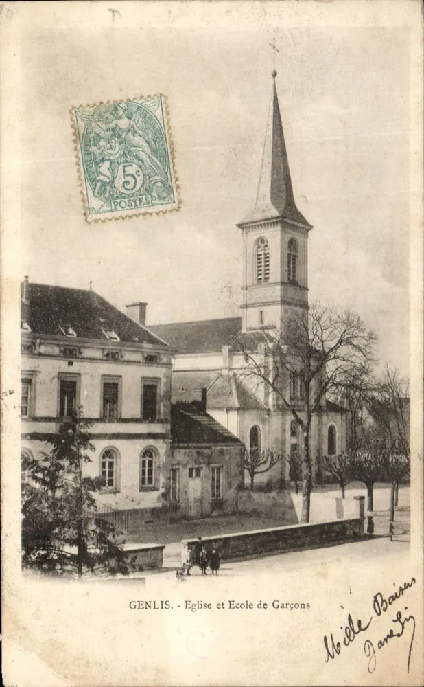 Genlis - Igreja e Escola de Meninos — editor desconhecido, número de série não visível - Frente