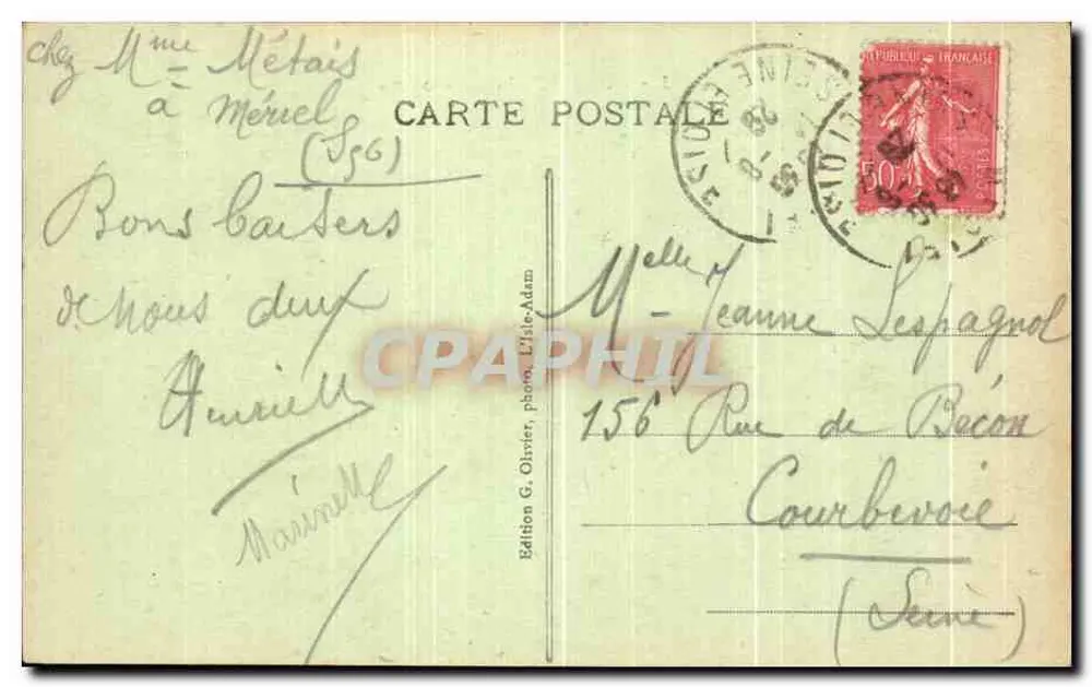 L'ISLE-ADAM - Panorama — Edição G. Olivier, n°3 - Verso