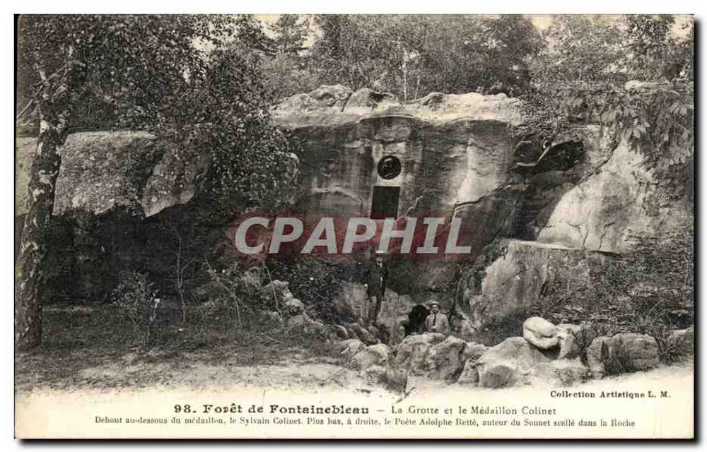 Wälder von Fontainebleau — Die Höhle und das Medaillon Colinet — Künstlerische Sammlung L. M. - Vorderseite