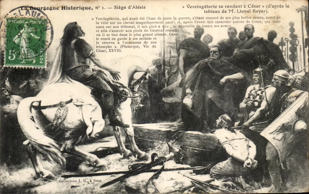 Belagerung von Alésia — Szene des Gefallenen Vercingétorix vor Cäsar — La Bourgogne Historique, n° 1, Éditeur Lionel Royer - Vorderseite