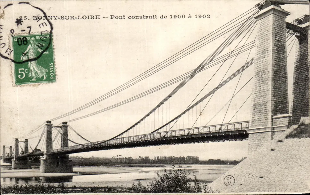 Bonny-sur-Loire — Hängebrücke, gebaut zwischen 1900 und 1902 — Verlag C. F. M. - Vorderseite