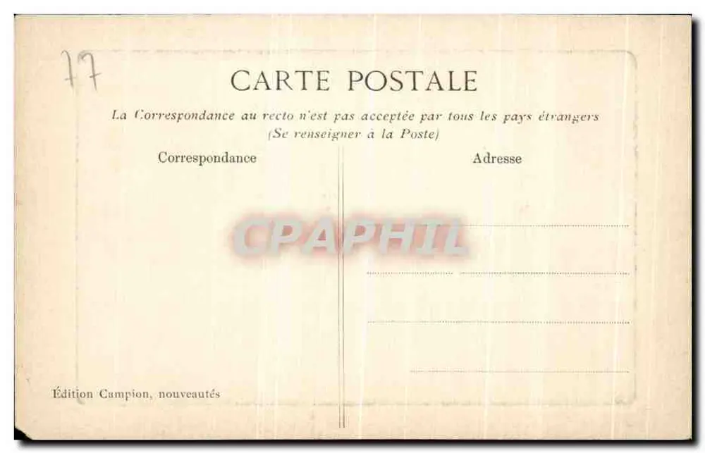 Hôtel de la Renaissance — Marlotte — Édition Campion, nouveautés - Verso