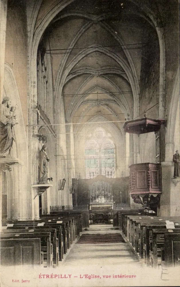 ÉTRÉPILLY — A Igreja, vista interior — Edit. Jarry - Frente