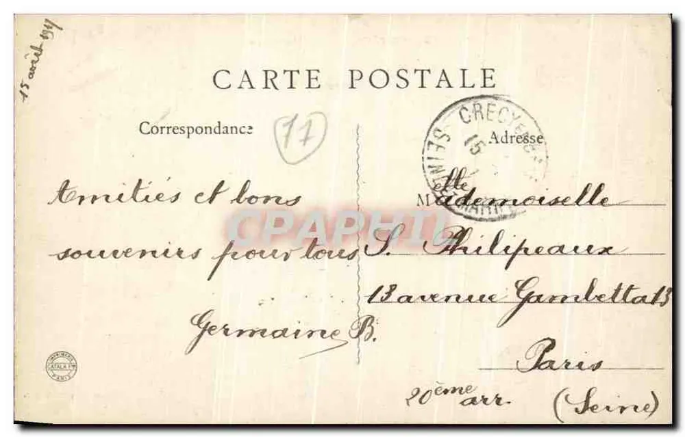 Crécy-en-Brie — A Igreja — Edição Chambault - Verso